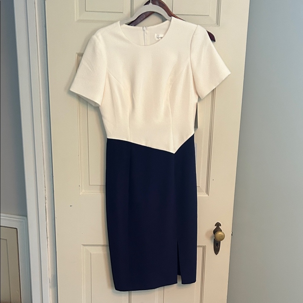 Elegant White and navy Women's Dress